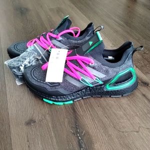 adidas Originals Athletic Shoes with Neon Pink and Green Accents